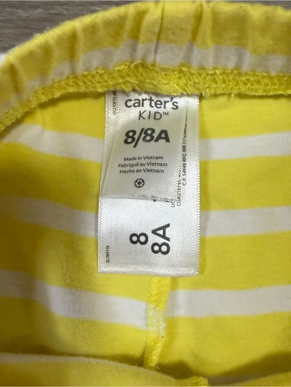 Carter's Girl Sz 8 2pc Set Yellow Short Sleeve Top And Leggings Heart Peace